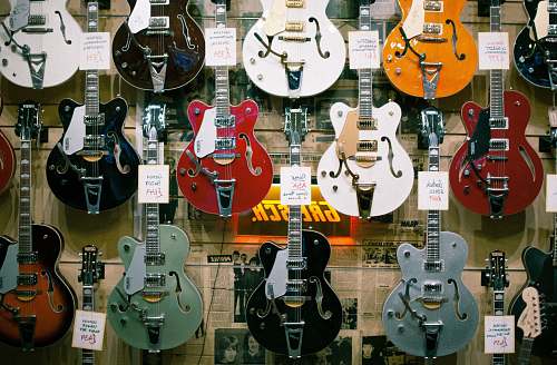leisure activities assorted-colored Jazz guitars decors musical instrument